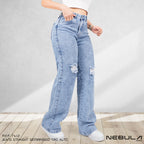 Jeans Straight Semirrígido Tiro Alto 7412