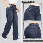 Jeans Straight Semirrígido Tiro Alto 7414