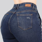 Jeans Straight Semirrígido Tiro Alto 7414
