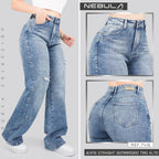 Jeans Straight Semirrígido Tiro Alto 7416