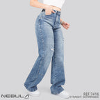 Jeans Straight Semirrígido Tiro Alto 7416