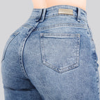 Jeans Straight Semirrígido Tiro Alto 7416