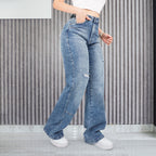 Jeans Straight Semirrígido Tiro Alto 7416