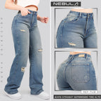 Jeans Straight Semirrígido Tiro Alto 7418