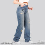 Jeans Straight Semirrígido Tiro Alto 7418
