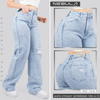 Jeans Straight Semirrígido Tiro Alto 7419