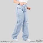Jeans Straight Semirrígido Tiro Alto 7419