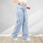 Jeans Straight Semirrígido Tiro Alto 7419