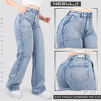 Jeans Straight Semirrígido Tiro Alto 7422