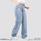 Jeans Straight Semirrígido Tiro Alto 7422