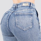 Jeans Straight Semirrígido Tiro Alto 7422