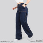 Jeans Straight Semirrígido Tiro Alto 7424