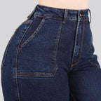 Jeans Straight Semirrígido Tiro Alto 7424