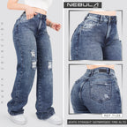 Jeans Straight Semirrígido Tiro Alto 7425