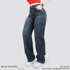 Jeans Straight Semirrígido Tiro Alto 8000