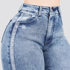 Jeans Straight Semirrígido Tiro Alto 8002
