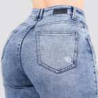 Jeans Straight Semirrígido Tiro Alto 8002