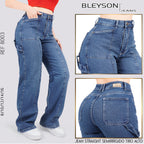 Jeans Straight Semirrígido Tiro Alto 8003