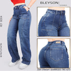 Jeans Straight Semirrígido Tiro Alto 8004