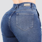 Jeans Straight Semirrígido Tiro Alto 8004