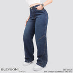 Jeans Straight Semirrígido Tiro Alto 8005