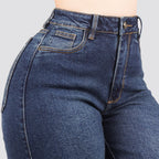 Jeans Straight Semirrígido Tiro Alto 8005