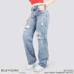Jeans Straight Semirrígido Tiro Alto 8006