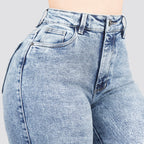 Jeans Straight Semirrígido Tiro Alto 8006
