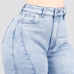 Jeans Straight Semirrígido Tiro Alto 8009