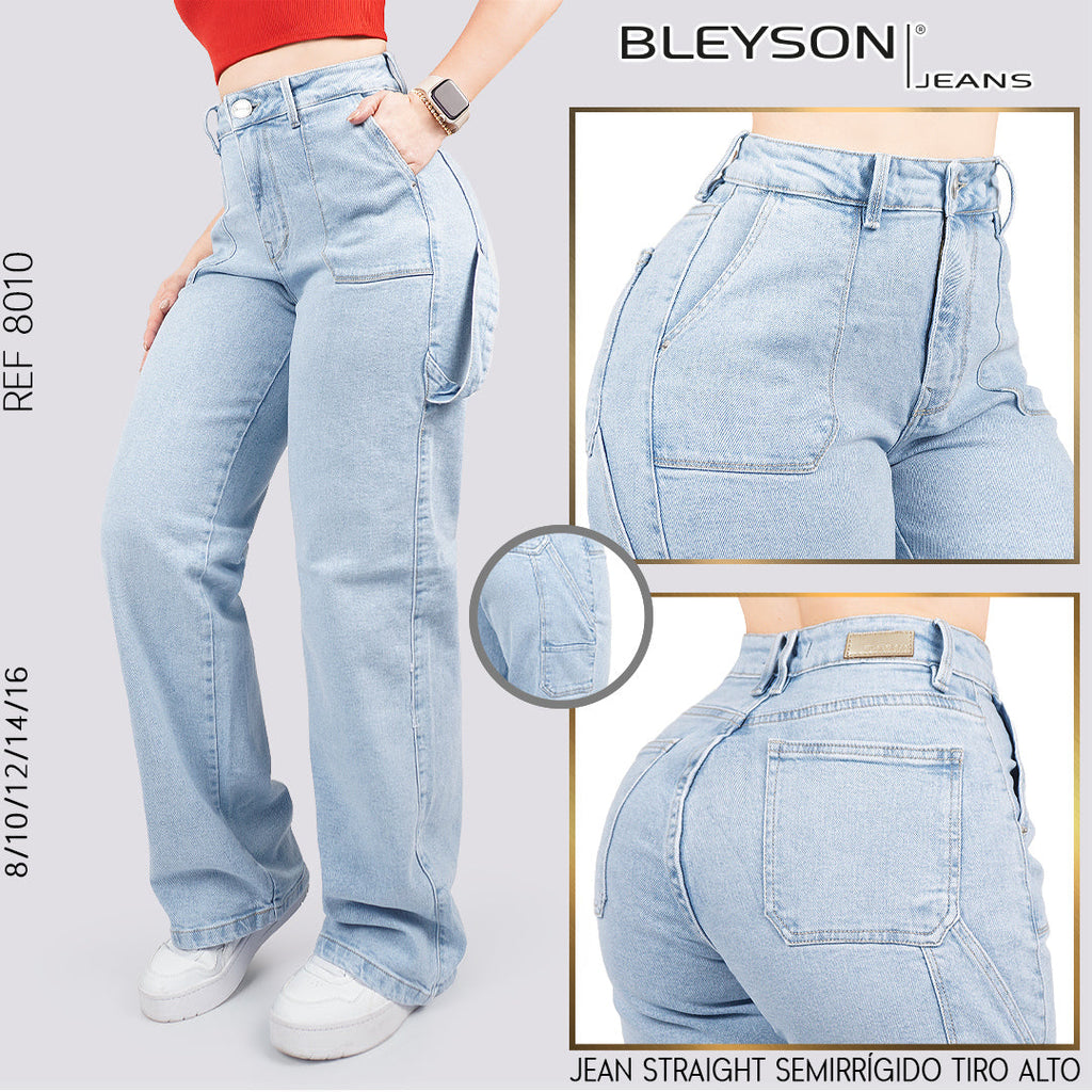 Jeans Straight Semirrígido Tiro Alto 8010