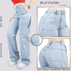 Jeans Straight Semirrígido Tiro Alto 8010