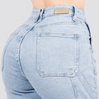Jeans Straight Semirrígido Tiro Alto 8010