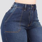 Jeans Straight Semirrígido Tiro Alto 8011