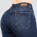 Jeans Straight Semirrígido Tiro Alto 8011