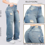 Jeans Straight Semirrígido Tiro Alto 8013