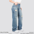 Jeans Straight Semirrígido Tiro Alto 8013