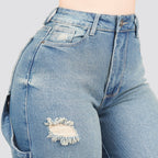 Jeans Straight Semirrígido Tiro Alto 8013