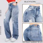 Jeans Straight Semirrígido Tiro Alto 8014