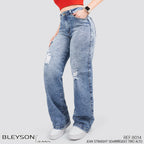 Jeans Straight Semirrígido Tiro Alto 8014