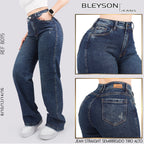 Jeans Straight Semirrígido Tiro Alto 8015