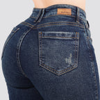Jeans Straight Semirrígido Tiro Alto 8015