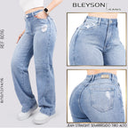 Jeans Straight Semirrígido Tiro Alto 8016