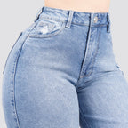 Jeans Straight Semirrígido Tiro Alto 8016