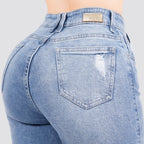 Jeans Straight Semirrígido Tiro Alto 8016