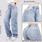 Jeans Straight Semirrígido Tiro Alto 8017
