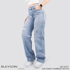 Jeans Straight Semirrígido Tiro Alto 8017
