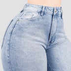 Jeans Straight Semirrígido Tiro Alto 8017