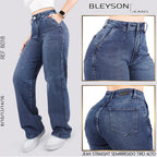 Jeans Straight Semirrígido Tiro Alto 8018