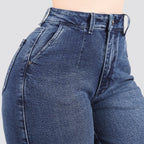 Jeans Straight Semirrígido Tiro Alto 8018