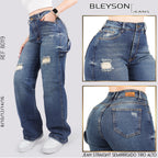 Jeans Straight Semirrígido Tiro Alto 8019